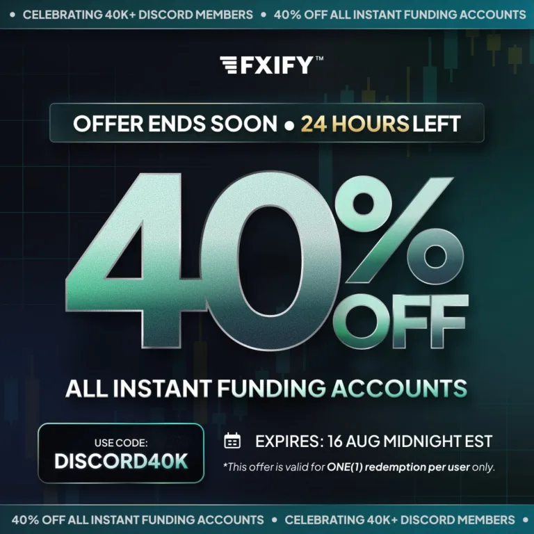 Fxify: 40% Zniżki na Konta Instant Funding [16 sierpnia 2025]