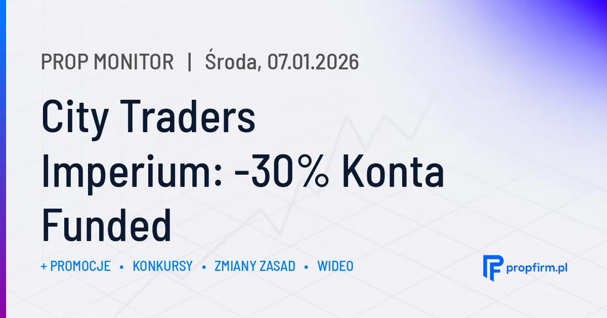City Traders Imperium: -30% Konta Funded | Prop Monitor 07.01.2026