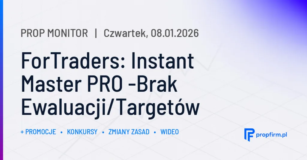 ForTraders: Instant Master PRO -Brak Ewaluacji/Targetów | Prop Monitor 08.01.2026