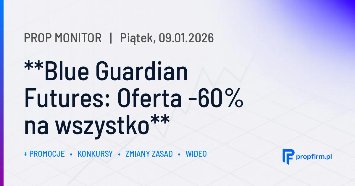 **Blue Guardian Futures: Oferta -60% na wszystko** | Prop Monitor 09.01.2026