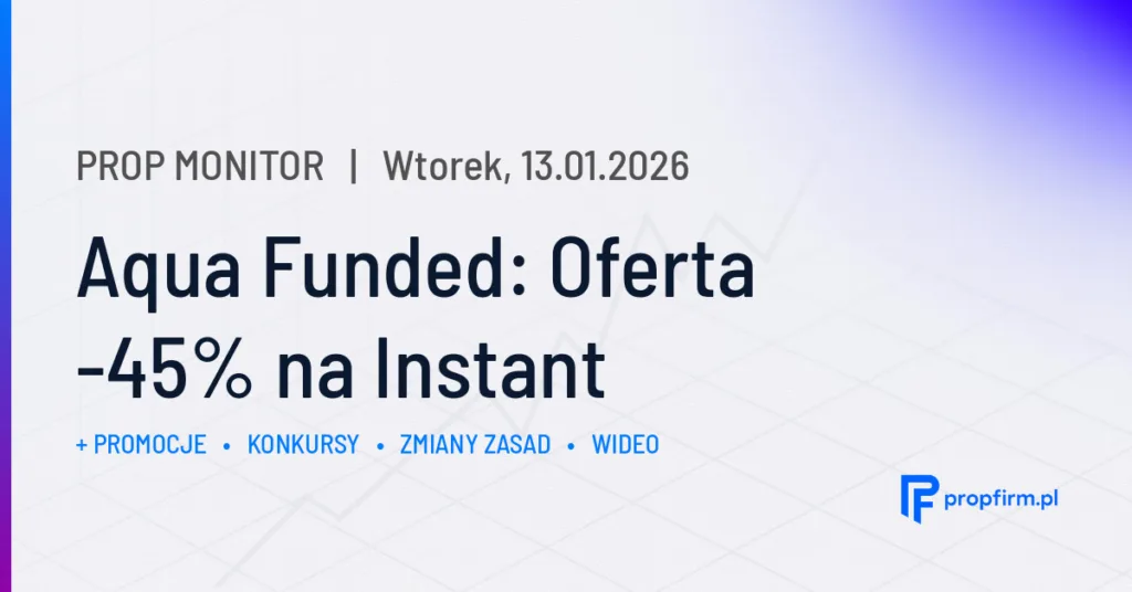 Aqua Funded: Oferta -45% na Instant | Prop Monitor 13.01.2026