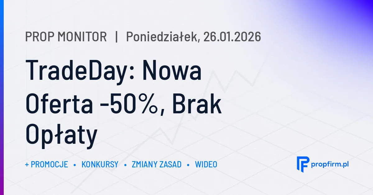 TradeDay: Nowa Oferta -50%, Brak Opłaty | Prop Monitor 26.01.2026