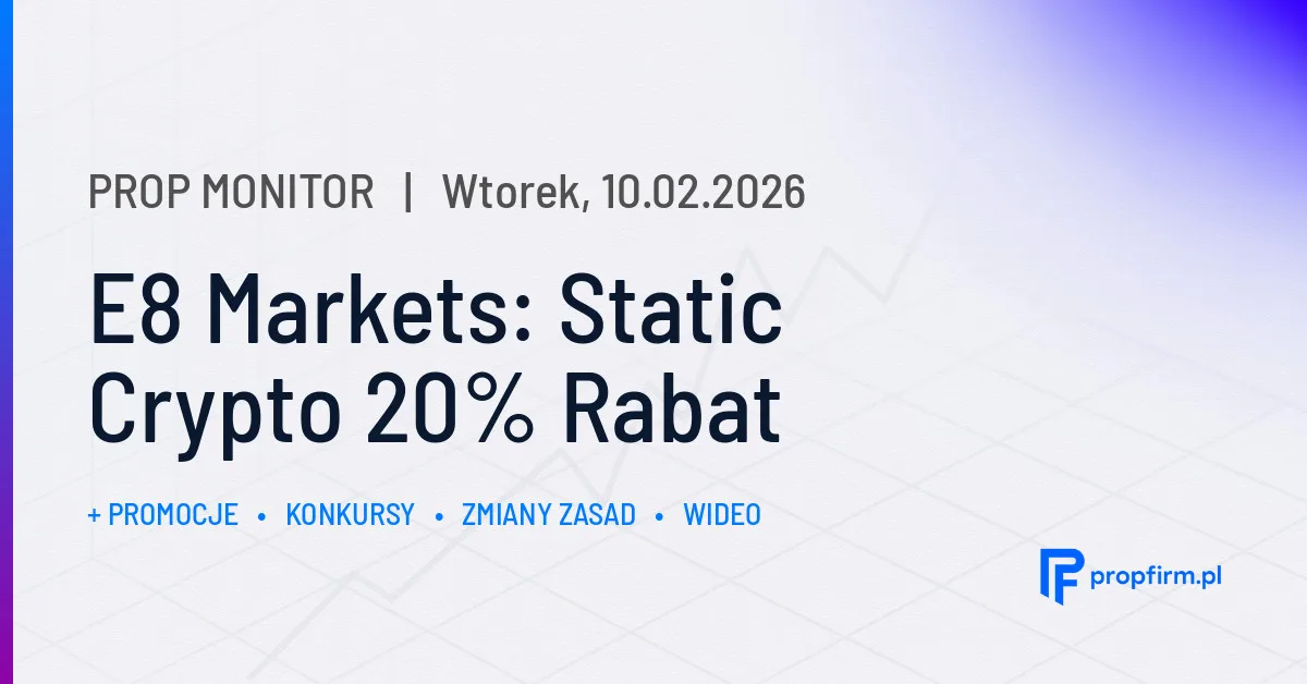 E8 Markets: Static Crypto 20% Rabat | Prop Monitor 10.02.2026