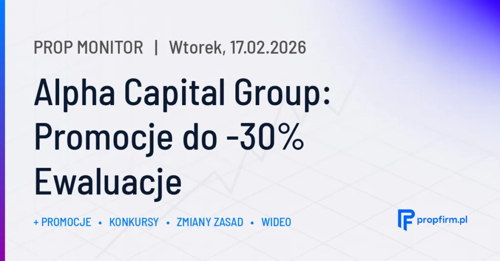 Alpha Capital Group: Promocje do -30% Ewaluacje | Prop Monitor 17.02.2026