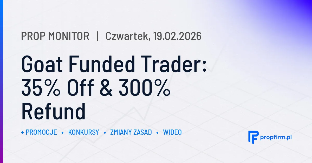 Goat Funded Trader: 35% Off & 300% Refund | Prop Monitor 19.02.2026