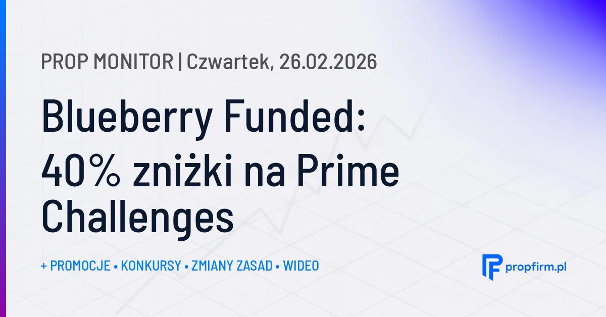 Blueberry Funded: 40% zniżki na Prime Challenges | Prop Monitor 26.02.2026