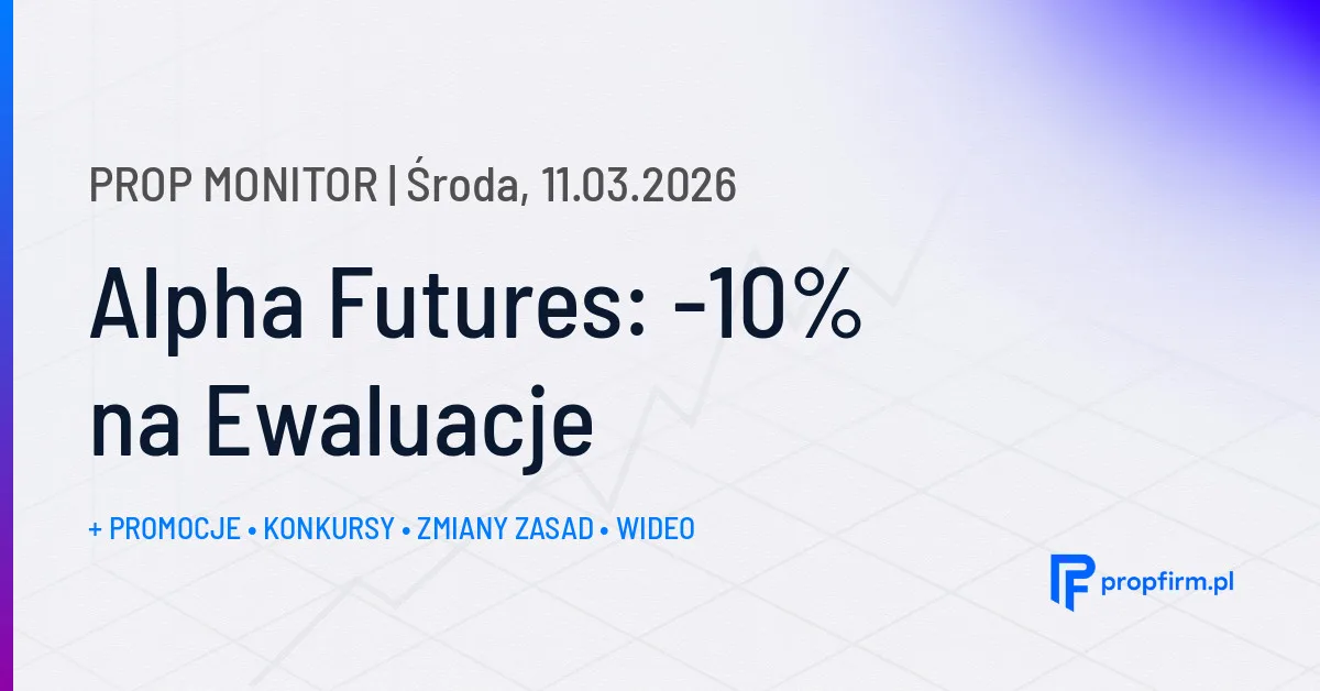 Alpha Futures: -10% na Ewaluacje | Prop Monitor 11.03.2026