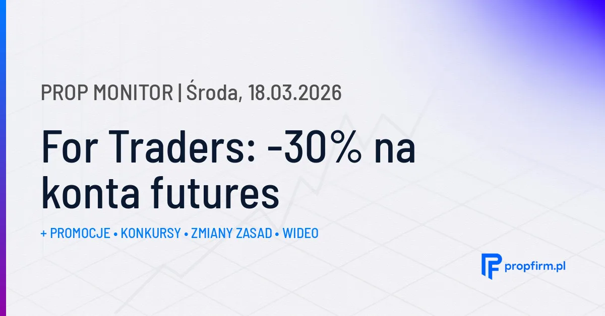 For Traders: -30% na konta futures | Prop Monitor 18.03.2026