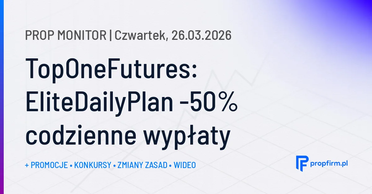 TopOneFutures: EliteDailyPlan -50% codzienne wypłaty | Prop Monitor 26.03.2026