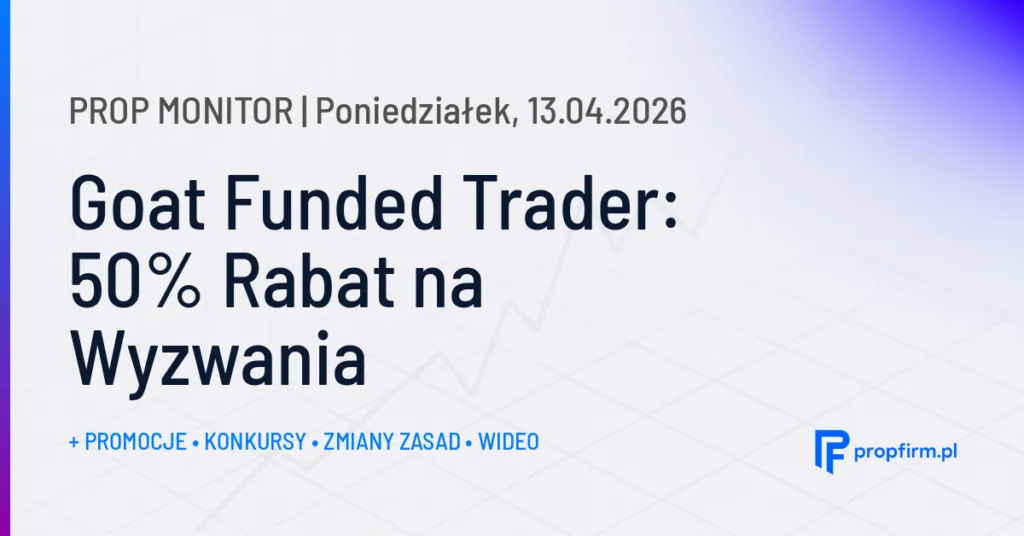 Goat Funded Trader: 50% Rabat na Wyzwania | Prop Monitor 13.04.2026