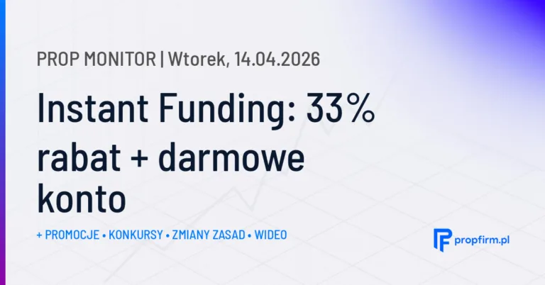 Instant Funding: 33% rabat + darmowe konto | Prop Monitor 14.04.2026