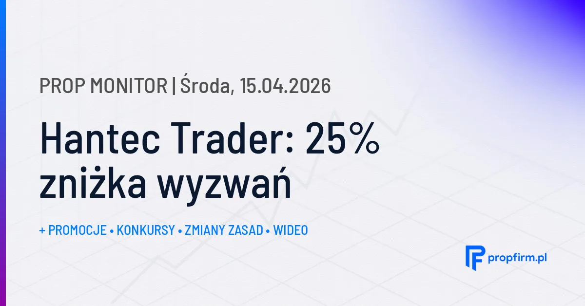 Hantec Trader: 25% zniżka wyzwań | Prop Monitor 15.04.2026