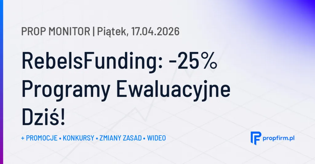 RebelsFunding: -25% Programy Ewaluacyjne Dziś! | Prop Monitor 17.04.2026