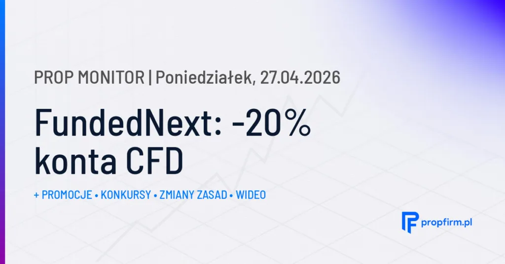 FundedNext: -20% konta CFD | Prop Monitor 27.04.2026
