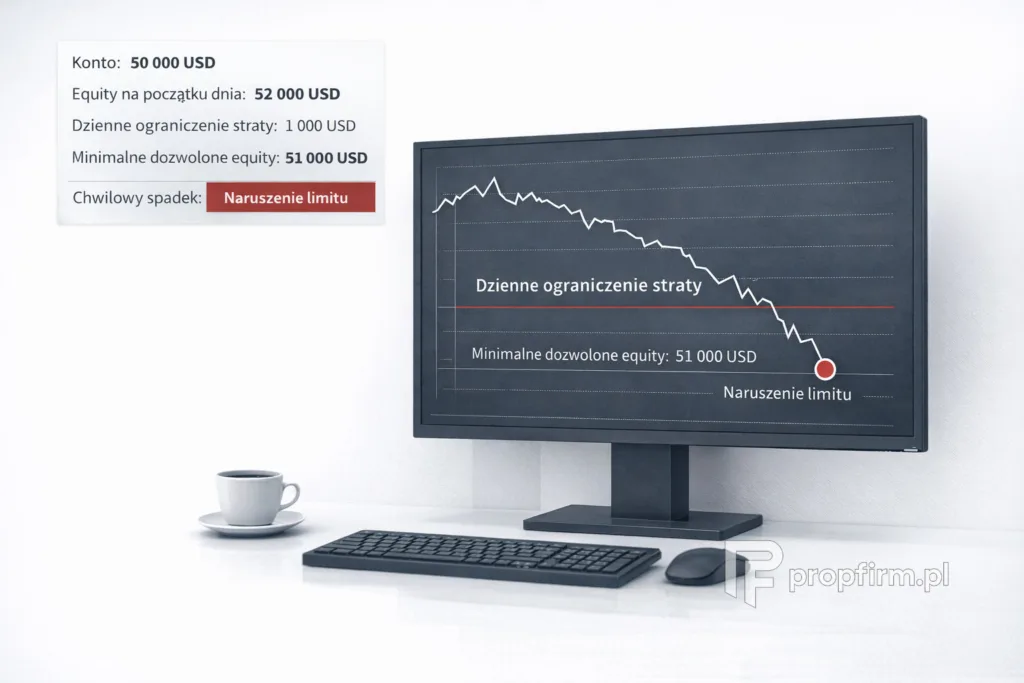 Dzienny limit straty (daily loss limit) w prop tradingu: jak działa, kiedy łamie reguły i jak chroni kapitał