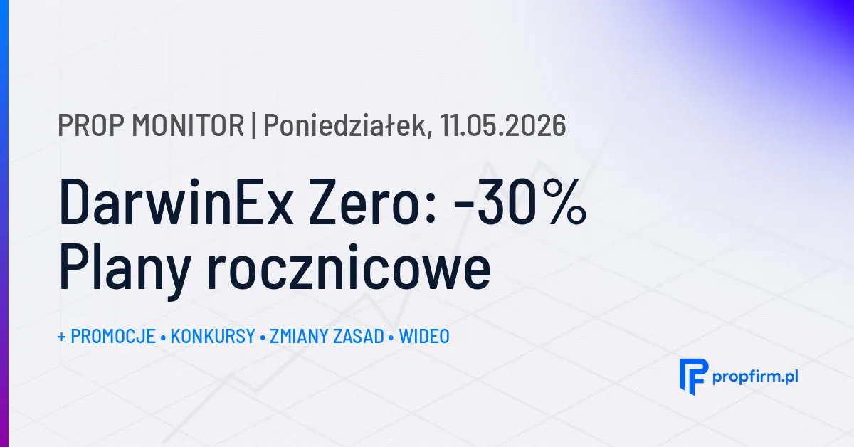 DarwinEx Zero: -30% Plany rocznicowe | Prop Monitor 11.05.2026