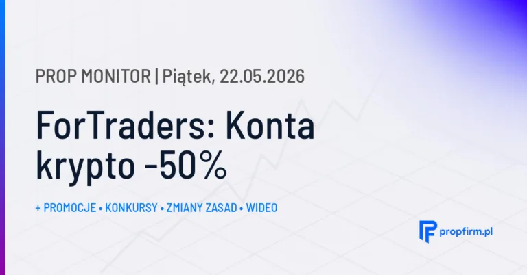 ForTraders: Konta krypto -50% | Prop Monitor 22.05.2026