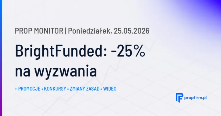 BrightFunded: -25% na wyzwania | Prop Monitor 25.05.2026