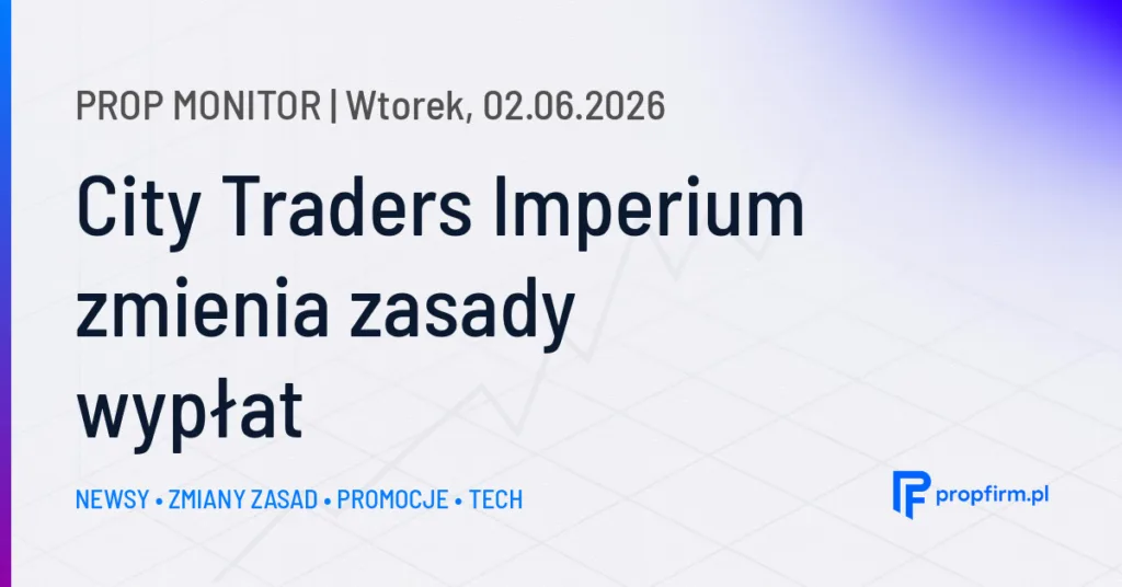 Prop Monitor: City Traders Imperium wprowadza dowolne wypłaty zysków po osiągnięciu