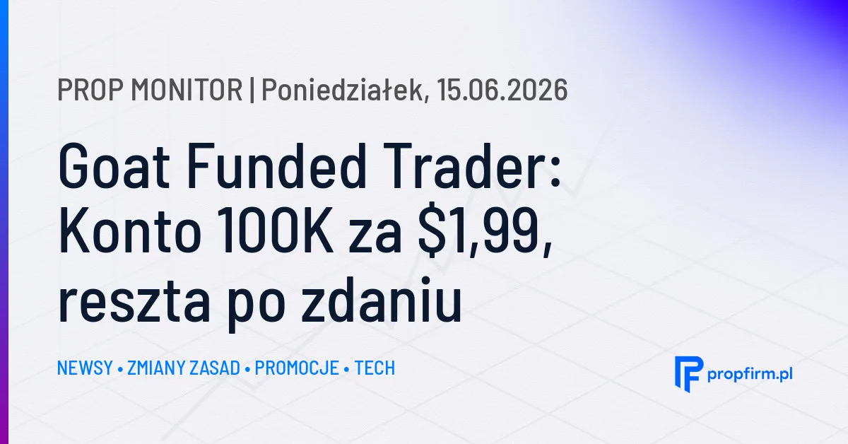 Prop Monitor: Goat Funded Trader wprowadza nowy model płatności za konta 100K