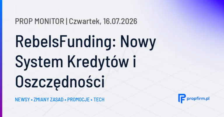 Prop Monitor: RebelsFunding wprowadza system kredytów do wypłat i zakupów programów
