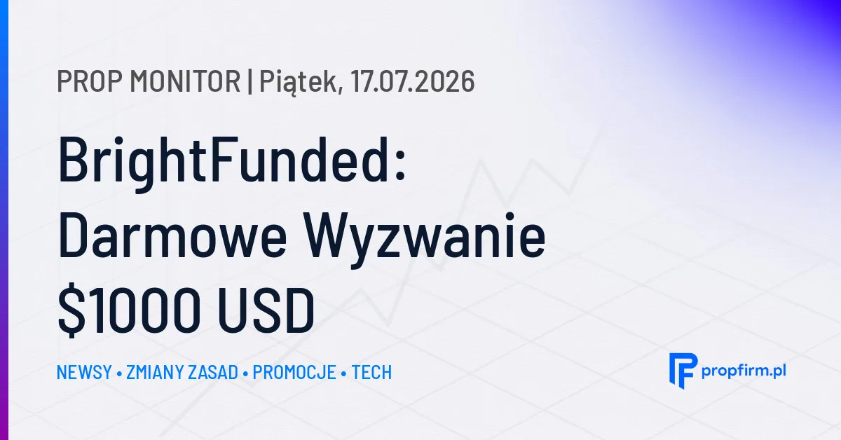 Prop Monitor: BrightFunded wprowadza darmowe wyzwanie na konto o wartości 1000 USD