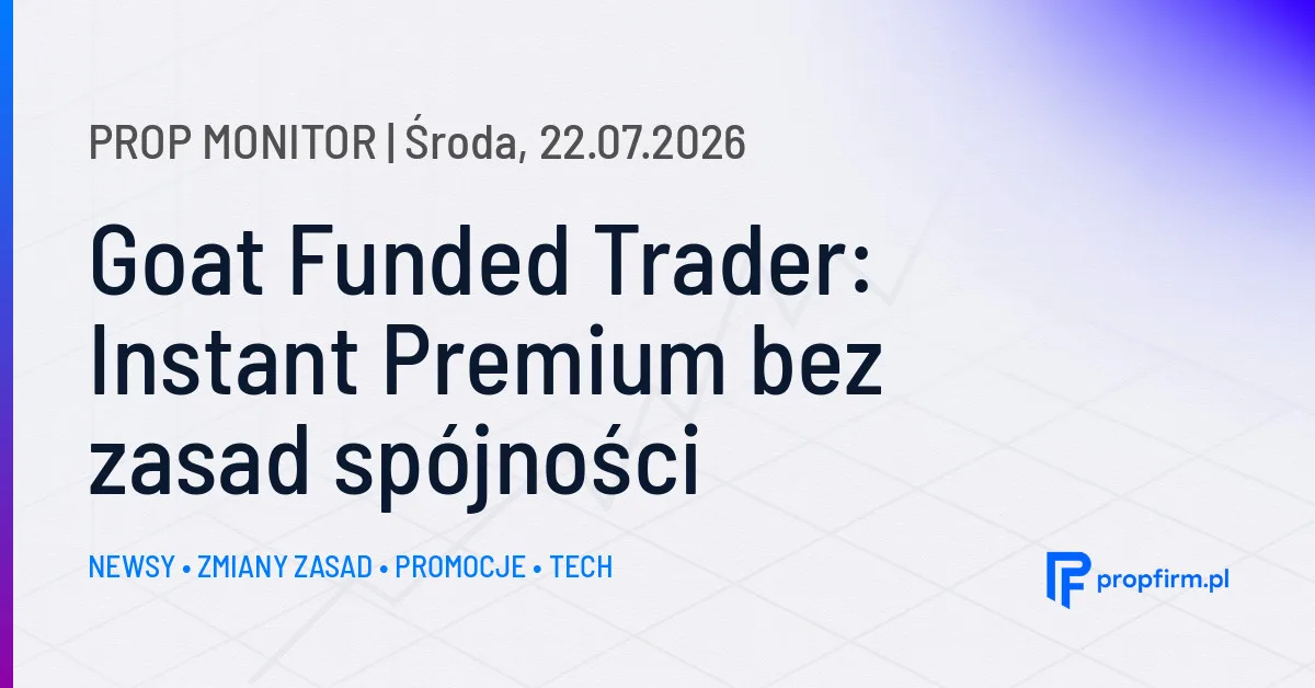 Prop Monitor: Goat Funded Trader wprowadza Instant Premium bez zasad spójności