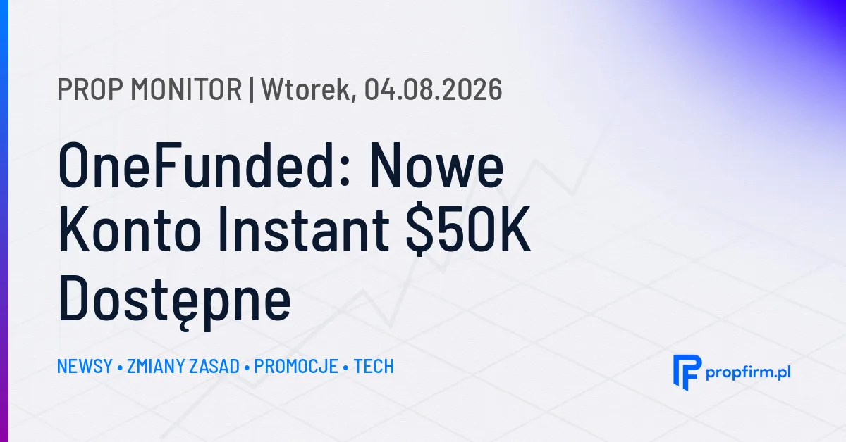 Prop Monitor: OneFunded wprowadza konto Instant K