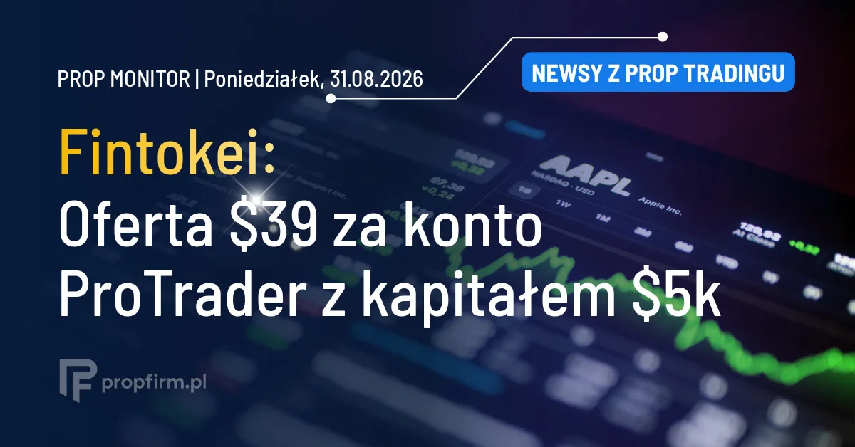 Prop Monitor: Fintokei promuje konto ProTrader za 39 USD